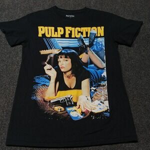 Pulp Fiction T‎ Shirt Adult Small Black Uma Thurman Graphic Tee Movie Promo